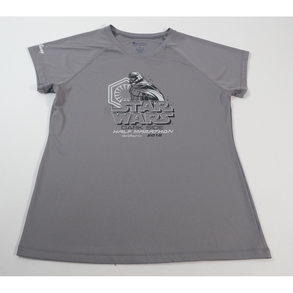 Champion Shirt Womens L Gray Star Wars Dark Side Half Marathon 2018 Performance